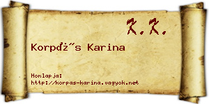 Korpás Karina névjegykártya